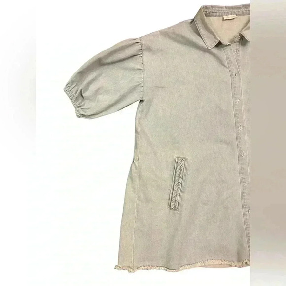 PINKLILY CHAMBRAY LONG SLEEVE MINI DRESS SIZE XL - Picture 2 of 10